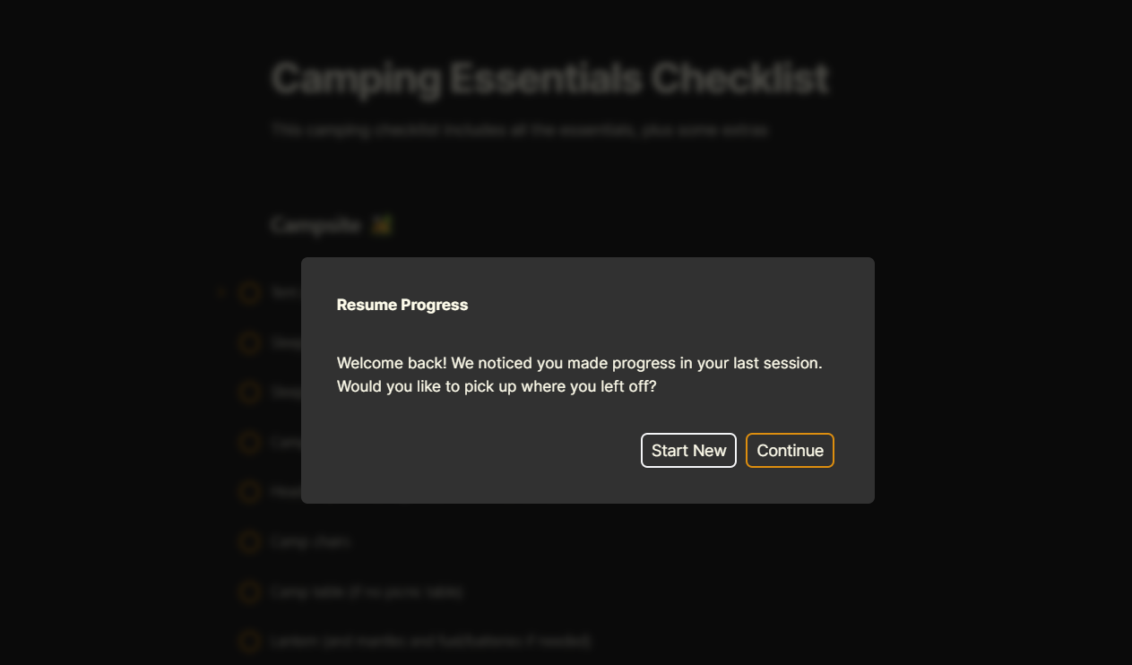 checklist progress tracking example